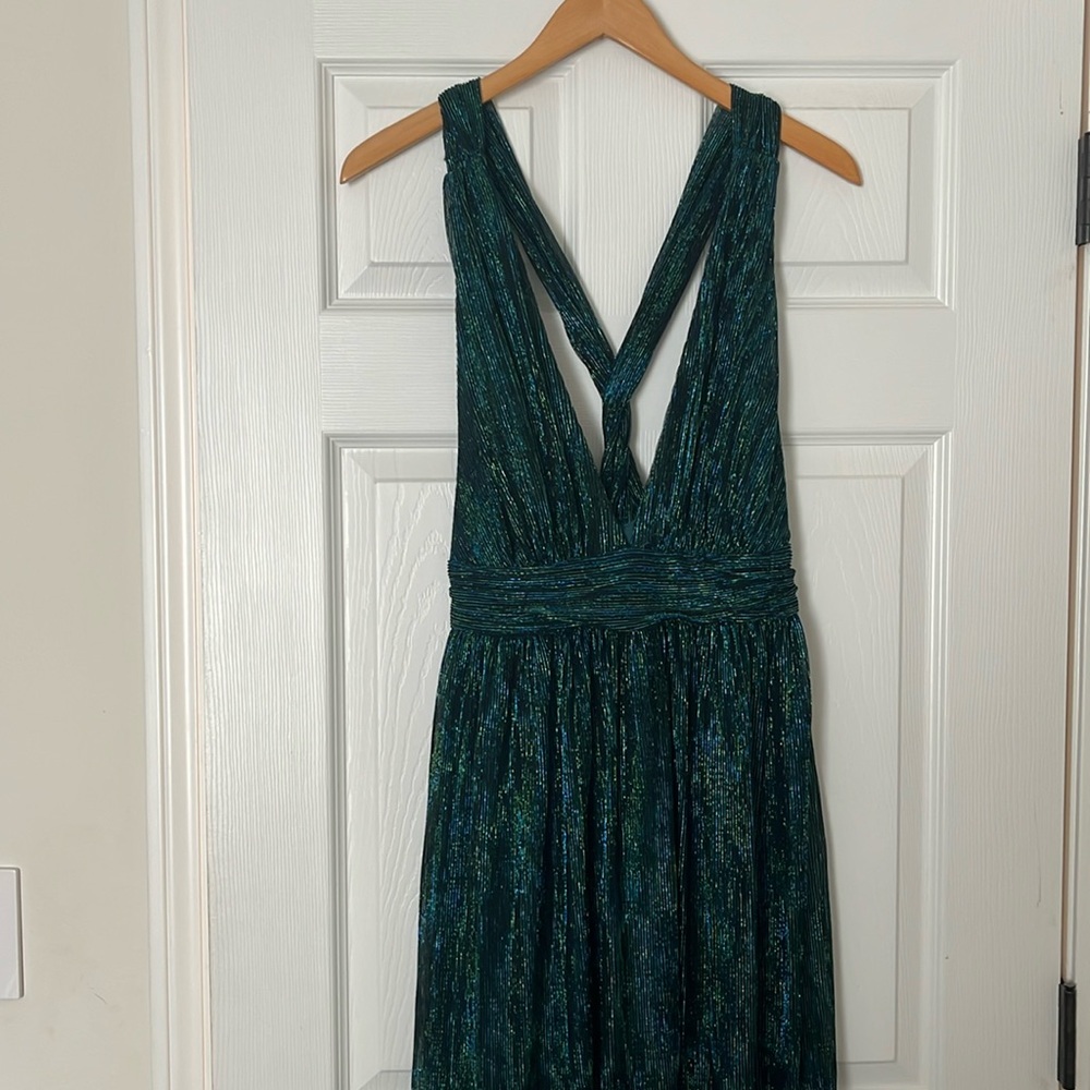 Lulus green and blue metallic maxi - Picture 3 of 7